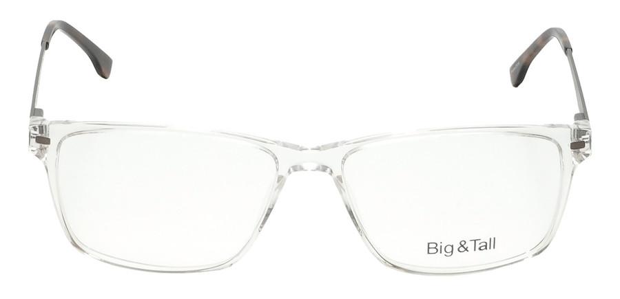 Front View of Big and Tall 22 Unisex Square Designer Reading Glasses Transparent Crystal 58 mm