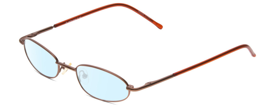 Profile View of Metal Flex KIDS TT Designer Blue Light Blocking Eyeglasses in Metallic Brown Ladies Oval Full Rim Metal 46 mm