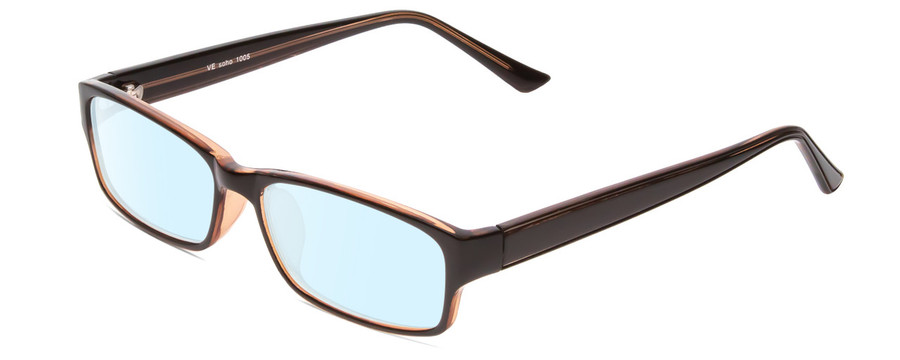 Profile View of Soho 1005 Designer Blue Light Blocking Eyeglasses in Shiny Black/Grey Crystal Ladies Rectangle Full Rim Acetate 54 mm