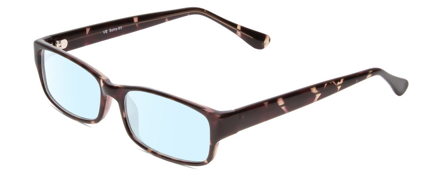 Profile View of Soho 85 Designer Blue Light Blocking Eyeglasses in Demi Tortoise Black Grey Crystal Unisex Rectangle Full Rim Acetate 56 mm