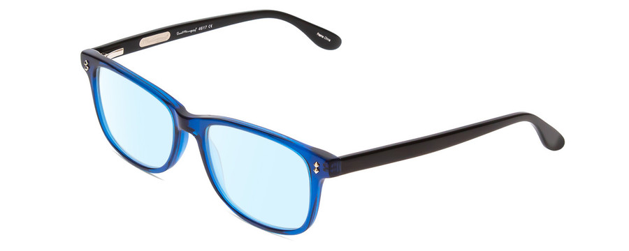 Profile View of Ernest Hemingway H4617 Designer Blue Light Blocking Eyeglasses in Shiny Cobalt Dark Blue Black Unisex Cateye Full Rim Acetate 56 mm