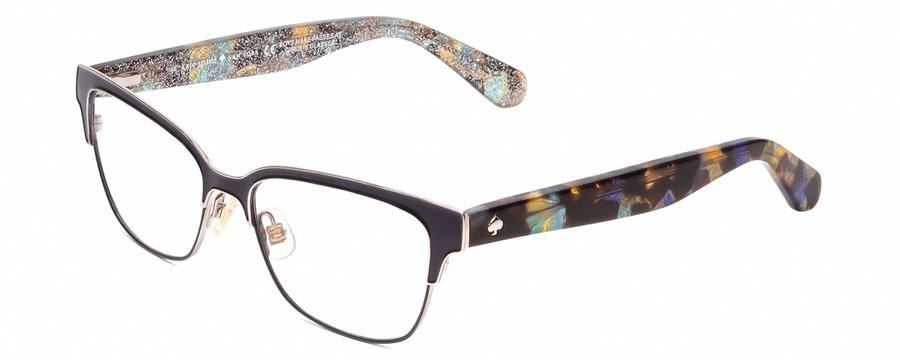 Profile View of Kate Spade LADONNA Cateye Designer Reading Glasses in Blue Havana Tortoise 51 mm