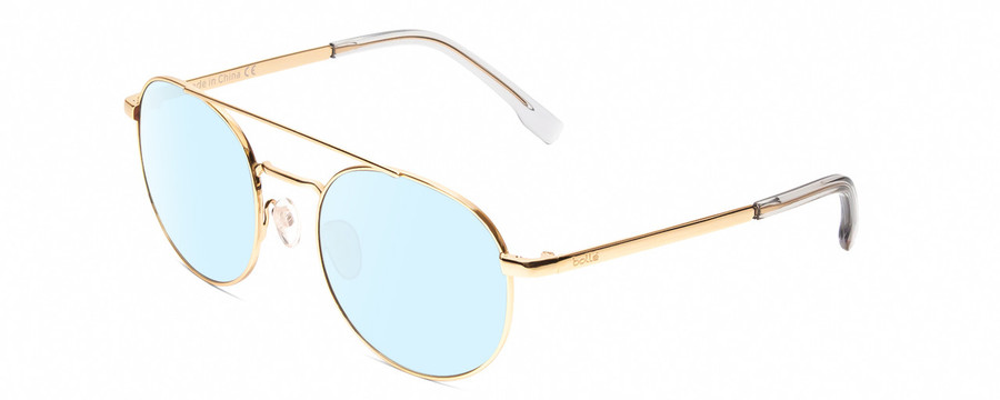 Profile View of Bolle OVA Designer Blue Light Blocking Eyeglasses in Shiny Gold/Crystal Ladies Pilot Full Rim Metal 52 mm