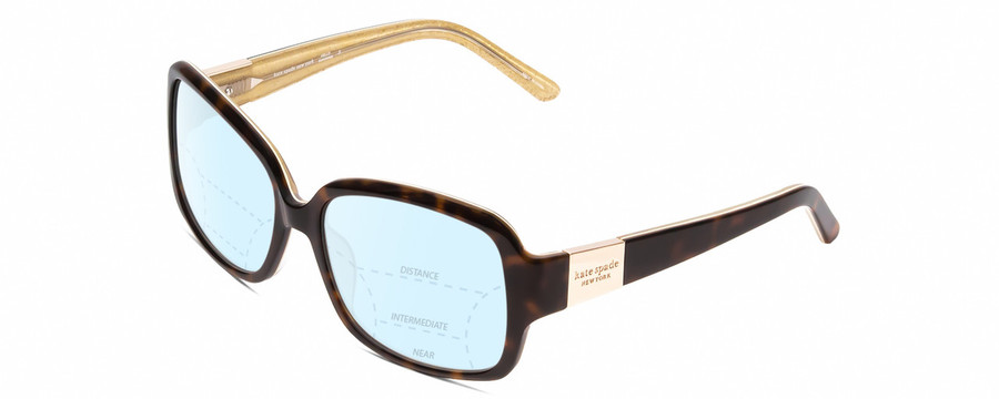 Profile View of KATE SPADE LULU Designer Progressive Lens Blue Light Blocking Eyeglasses in Trortoise Havana/Off-White/Gold Sparkles Ladies Panthos Full Rim Acetate 55 mm