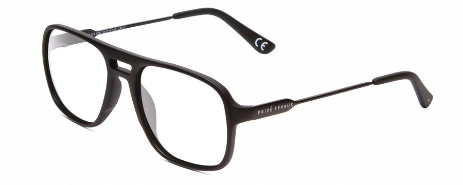 Profile View of Prive Revaux 3.0.5 Designer Reading Eye Glasses in Matte Caviar Black/Gunmetal Unisex Aviator Full Rim Acetate 56 mm