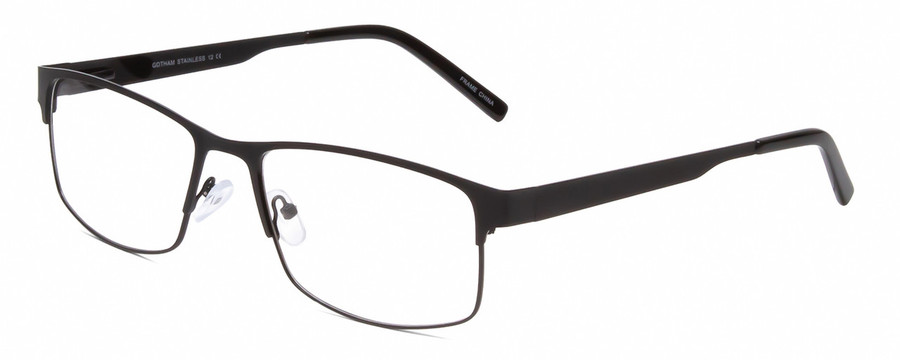 Profile View of Gotham Premium Stainless Steel 12 Unisex Reading Glasses in Gunmetal Silver 58mm