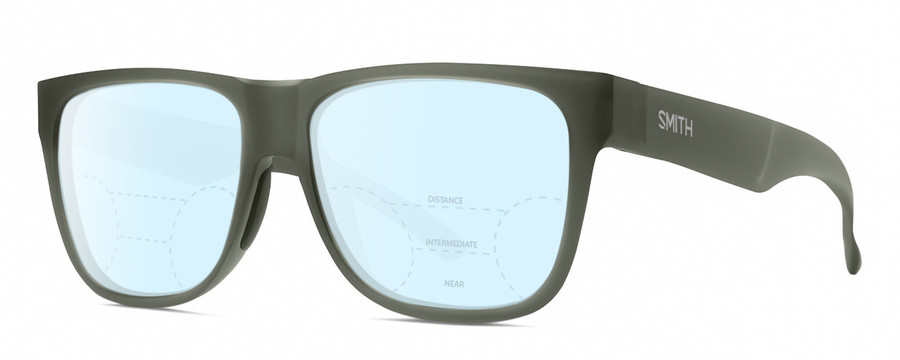 Profile View of Smith Optics Lowdown 2 Designer Progressive Lens Blue Light Blocking Eyeglasses in Matte Moss Crystal Green Unisex Classic Full Rim Acetate 55 mm