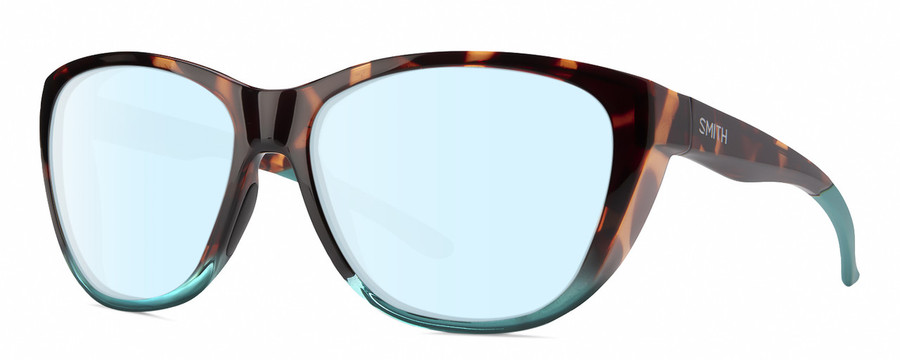 Profile View of Smith Optics Shoal Designer Blue Light Blocking Eyeglasses in Opal Fade Tortoise Havana Brown Gold Blue Unisex Oval Full Rim Acetate 58 mm