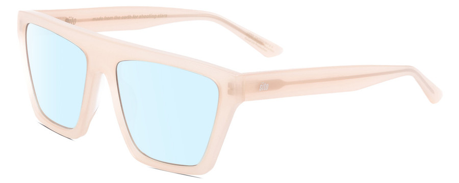 Profile View of SITO SHADES BENDER Designer Blue Light Blocking Eyeglasses in Vanilla Pink Crystal Ladies Rectangular Full Rim Acetate 57 mm