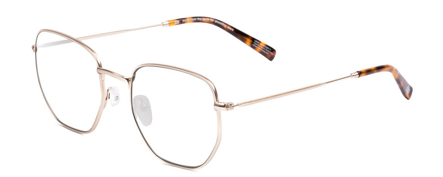 Profile View of SITO SHADES ETERNAL Designer Reading Eye Glasses in Gold Tortoise Tips Unisex Square Full Rim Metal 52 mm