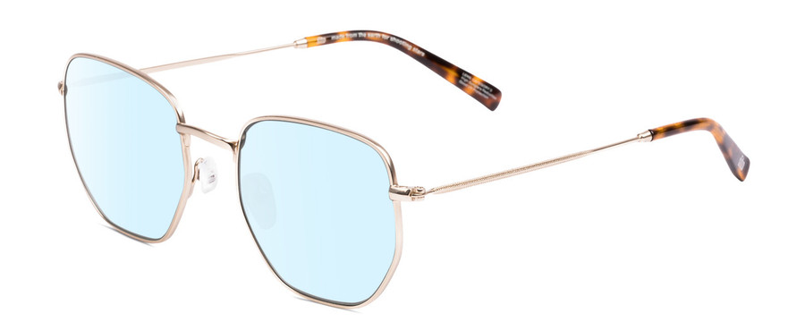 Profile View of SITO SHADES ETERNAL Designer Blue Light Blocking Eyeglasses in Gold Tortoise Tips Unisex Square Full Rim Metal 52 mm