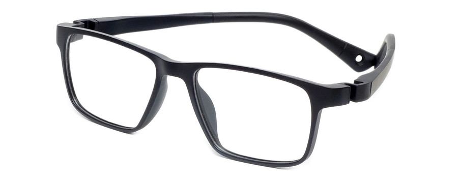 Profile View of Cruiser KIDS 032-C1 Unisex Square Designer Reading Glasses in Matte Black 47 mm