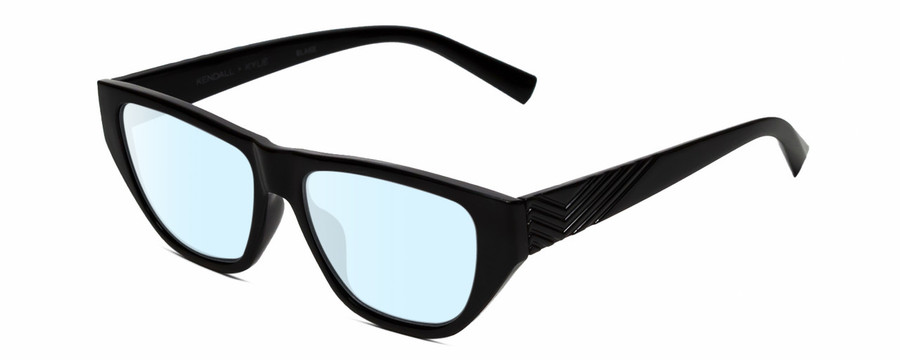 Profile View of Kendall+Kylie KK5131CE BLAKE Designer Blue Light Blocking Eyeglasses in Shiny Black Ladies Rectangular Full Rim Acetate 54 mm