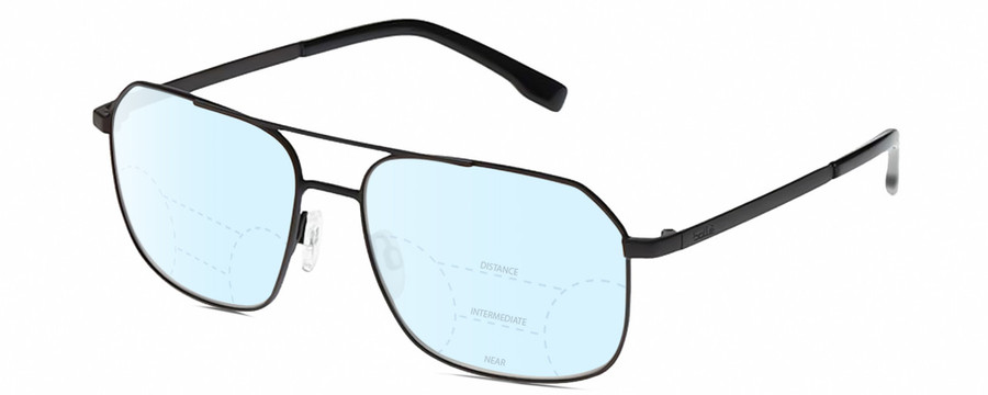 Profile View of BOLLE NAVIS Designer Progressive Lens Blue Light Blocking Eyeglasses in Matte Gunmetal Black Mens Panthos Full Rim Metal 58 mm