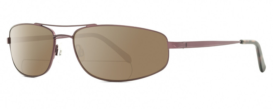 Profile View of Reptile Sierra Designer Polarized Reading Sunglasses with Custom Cut Powered Amber Brown Lenses in Espresso Dark Brown Unisex Pilot Full Rim Metal 60 mm