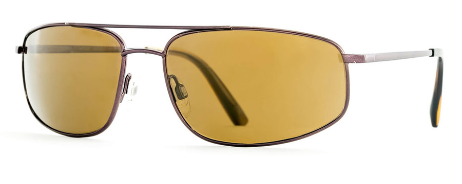Profile View of Reptile Rattler Unisex Aviator Polarized Sunglasses in Espresso/Amber Brown 62mm