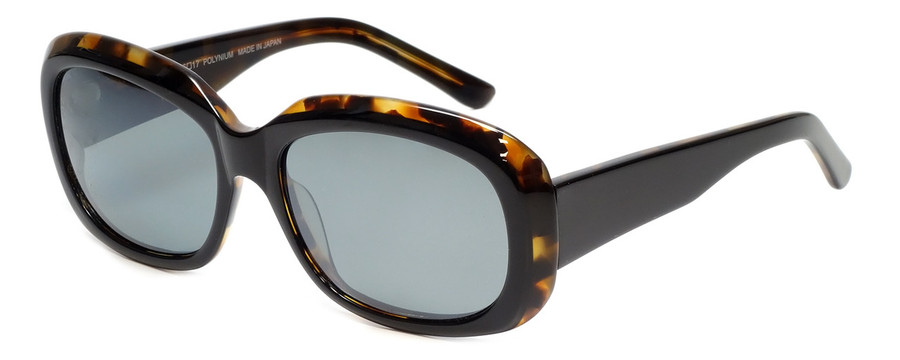 Profile View of Reptile Woma Womens Oval Polarized Sunglasses in Black Tortoise Havana/Grey 55mm