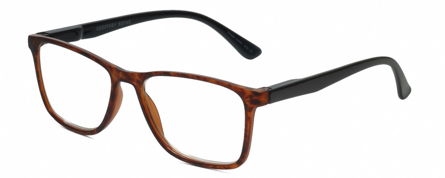 Profile View of Geoffrey Beene GBR007 Designer Progressive Lens Blue Light Blocking Eyeglasses in Matte Dark Tortoise Havana Black Mens Rectangular Full Rim Acetate 53 mm