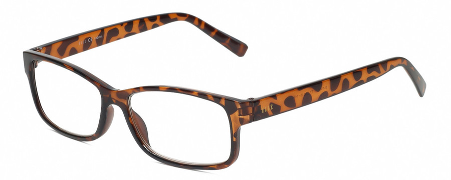 Profile View of Elle EL15560R Designer Progressive Lens Blue Light Blocking Eyeglasses in Gloss Tortoise Havana Brown Spot Ladies Rectangular Full Rim Acetate 55 mm