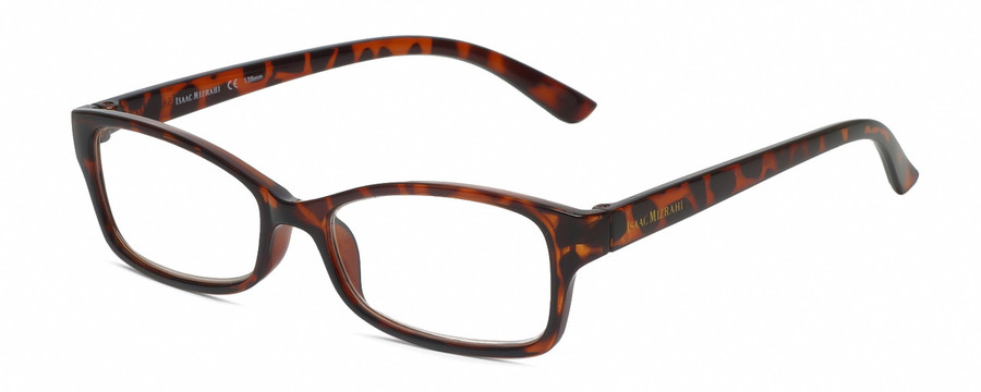 Profile View of Isaac Mizrahi IM31298R Designer Progressive Lens Blue Light Blocking Eyeglasses in Crystal Tortoise Havana Brown Gold Spot Ladies Butterfly Full Rim Acetate 51 mm