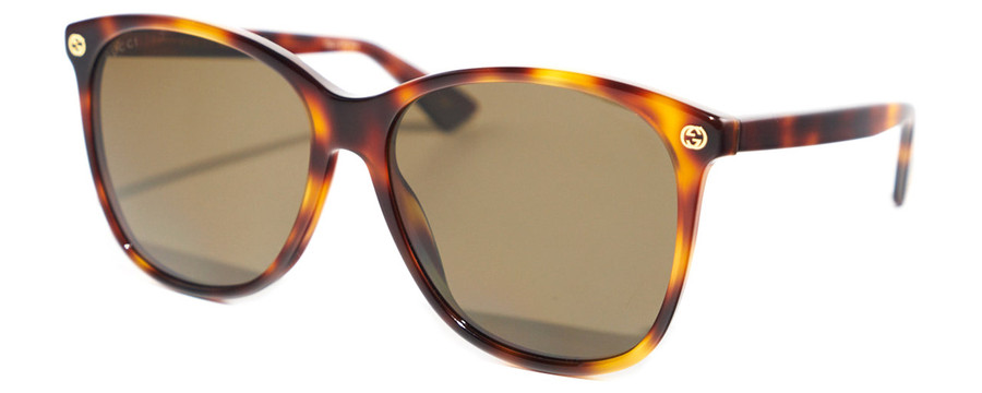Profile View of GUCCI GG0024S-002 Unisex Designer Sunglasses in Havana Tortoise Gold/Brown 58 mm
