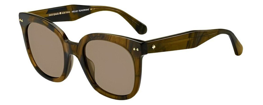 Profile View of Kate Spade ATALIA Cat Eye Designer Sunglasses in Brown Havana Crystal/Amber 52mm