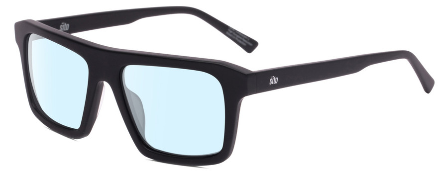 Profile View of SITO SHADES Gt Designer Blue Light Blocking Eyeglasses in Matte Black Unisex Square Full Rim Acetate 54 mm