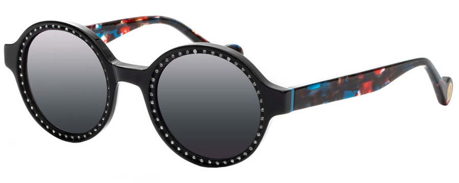 Profile View of Elton John WIZARD Women's Sunglasses Black Red/Polarized Pink Flash Mirror 48 mm