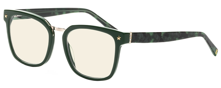 Profile View of Elton John OPUS Unisex Sunglass Green Black Marble Silver/Gold Flash Mirror 53mm