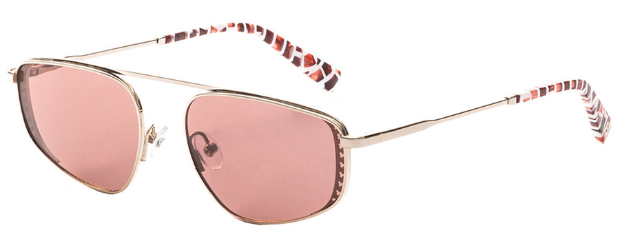 Profile View of Elton John STAR STRUCK 4 Unisex Sunglasses Gold Blue Mosaic/Polarized Pink 58 mm