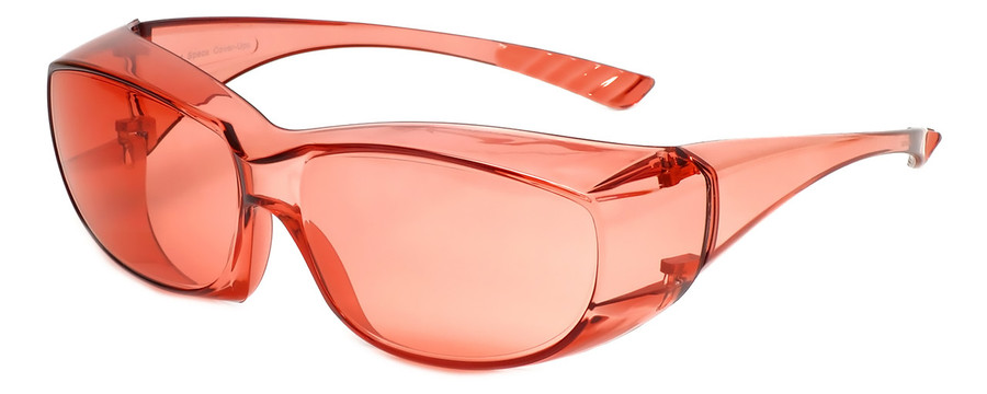 Profile View of Medspex 6000 FL41 Pink Migraine Glasses Fitover Safety Glasses Blue Light Filter
