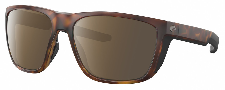 Profile View of Costa Del Mar Ferg Designer Polarized Sunglasses with Custom Cut Amber Brown Lenses in Matte Tortoise Havana Unisex Panthos Full Rim Acetate 59 mm