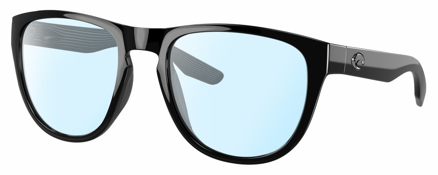 Profile View of Costa Del Mar Irie Designer Blue Light Blocking Eyeglasses in Shiny Black Unisex Panthos Full Rim Acetate 55 mm