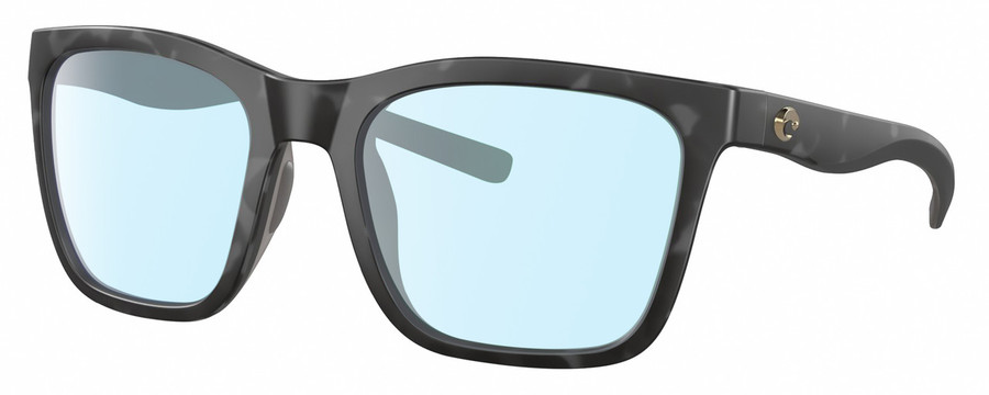 Profile View of Costa Del Mar Panga Designer Blue Light Blocking Eyeglasses in Matte Gray Tortoise Havana Ladies Cat Eye Full Rim Acetate 56 mm