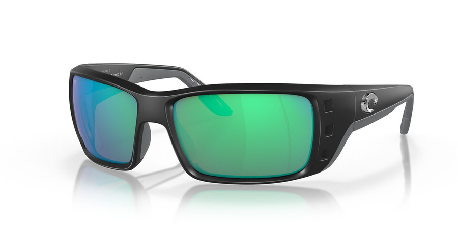 Profile View of Costa Del Mar Permit Unisex Sunglass Black Gray/Polarized Green Mirror 580G 63mm