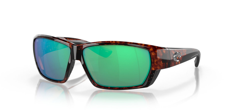 Profile View of Costa Del Mar Tuna Alley Sunglasses in Tortoise/Polarized Green Mirror 580G 62mm