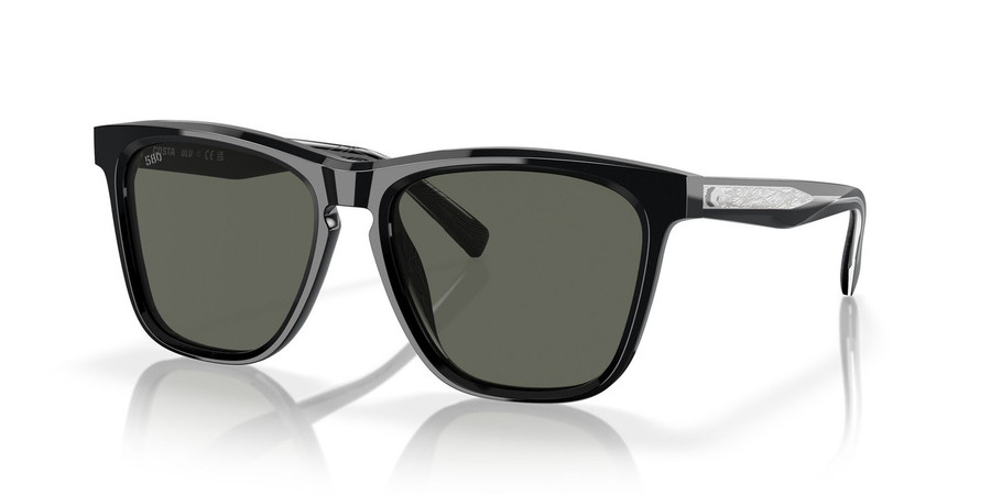 Profile View of Costa Del Mar Ulu Unisex Cateye Sunglasses Black Silver/Polarized Gray 580G 56mm