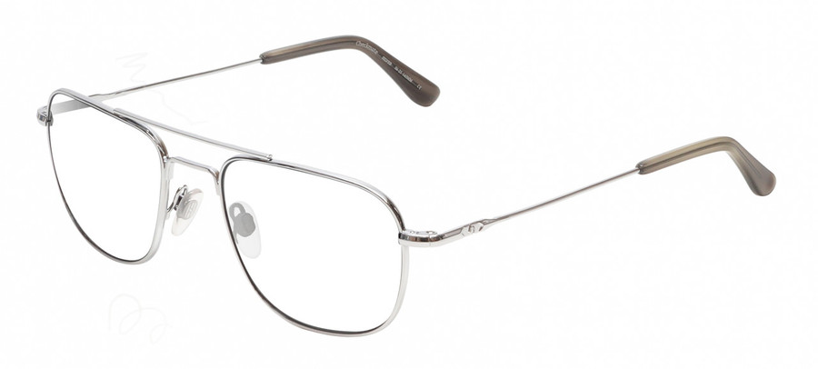Profile View of American Optical Checkmate Designer Reading Eye Glasses with Custom Cut Powered Lenses in Shiny Silver Grey Unisex Pilot Full Rim Metal 56 mm