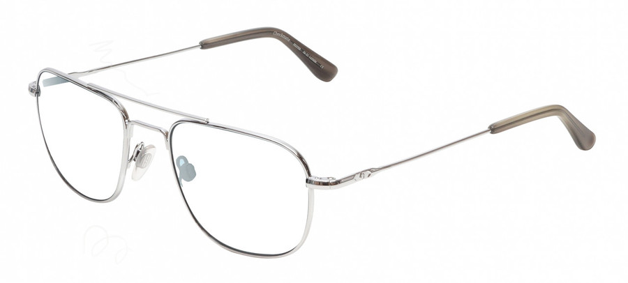 Profile View of American Optical Checkmate Designer Blue Light Blocking Eyeglasses in Shiny Silver Grey Unisex Pilot Full Rim Metal 56 mm