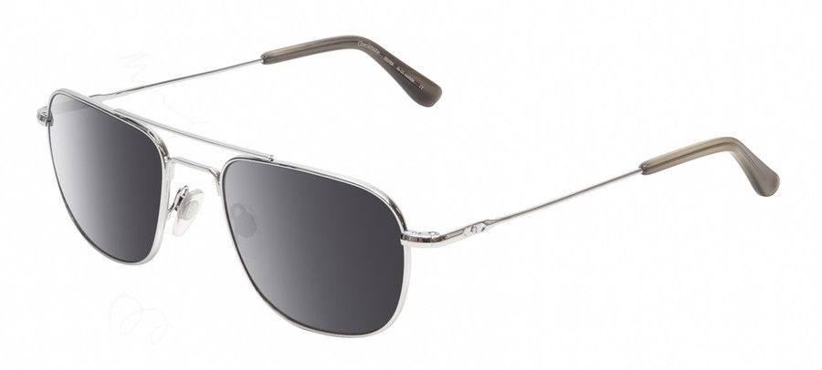 Profile View of American Optical Checkmate Designer Polarized Sunglasses with Custom Cut Smoke Grey Lenses in Shiny Silver Grey Unisex Pilot Full Rim Metal 56 mm