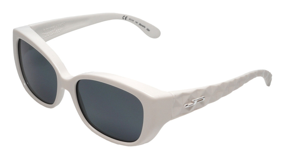 Profile View of JP Jonathan Paul Beverly Womens Fitovers Sunglasses Gloss White & Polarized Grey