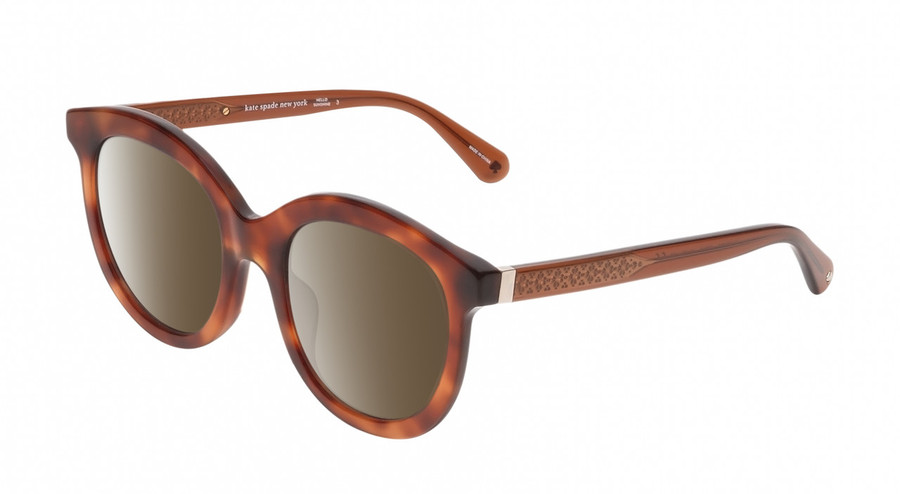 Profile View of Kate Spade LILLIAN-09Q-HA Designer Polarized Sunglasses with Custom Cut Amber Brown Lenses in Caramel Havana Tortoise Gold Ladies Cat Eye Full Rim Acetate 53 mm