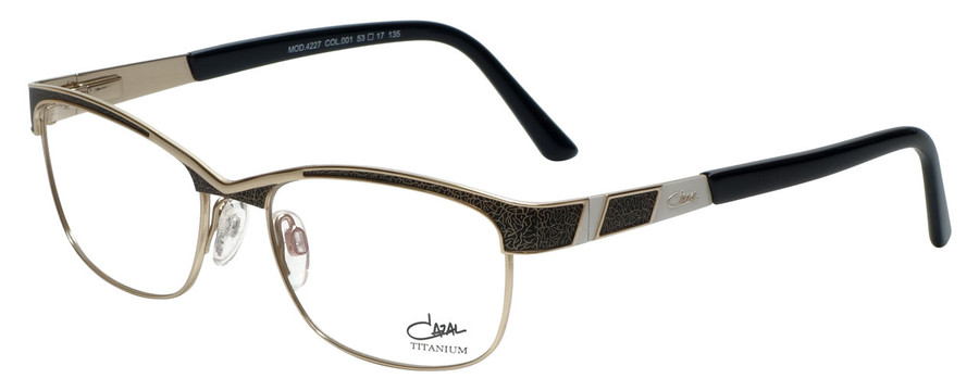 Cazal Designer Eyeglasses Cazal-4227-001 in Black Gold 53mm Rx