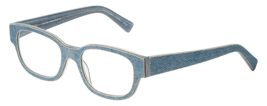 Profile View of Eyebobs Bossy Designer Single Vision Prescription Rx Eyeglasses in Blue Jean Unisex Square Full Rim Acetate 51 mm