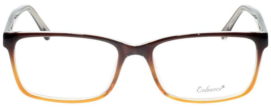 Front View of Enhance EN4038 Designer Bi-Focal Prescription Rx Eyeglasses in Brown Gradient Crystal Mens Classic Full Rim Acetate 60 mm