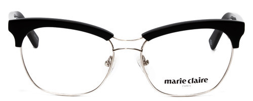 Front View of Marie Claire MC6251-SIB Designer Progressive Lens Prescription Rx Eyeglasses in Silver Black Ladies Cateye Full Rim Stainless Steel 53 mm