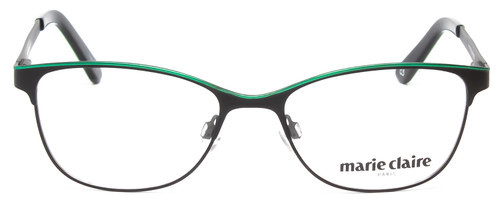 Front View of Marie Claire MC6231-BGN Designer Progressive Lens Prescription Rx Eyeglasses in Black Green Ladies Cateye Full Rim Stainless Steel 51 mm