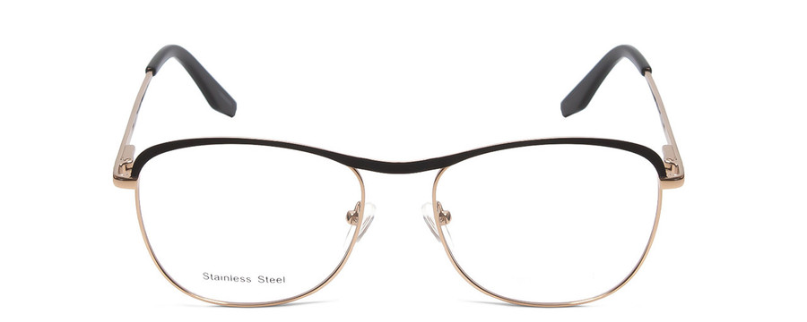 Front View of Scott&Zelda SZ7451 Designer Bi-Focal Prescription Rx Eyeglasses in Matte Black Gold Gloss Tips Unisex Classic Full Rim Metal 55 mm