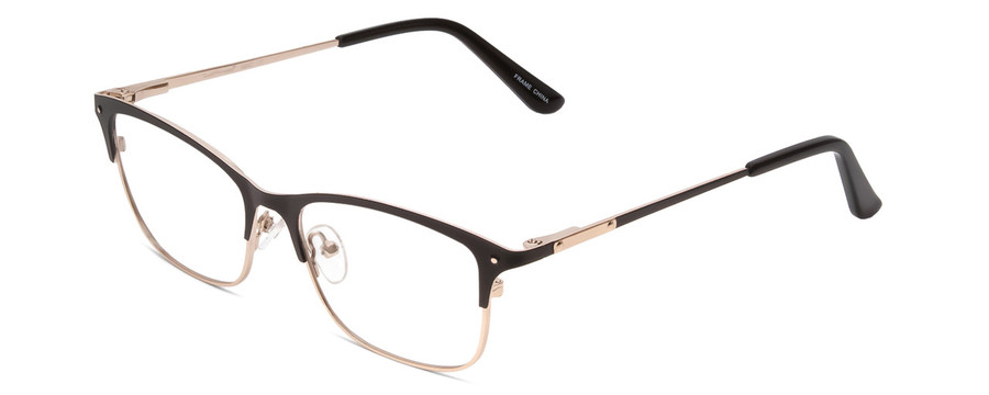 Profile View of Ernest Hemingway H4842 Designer Progressive Lens Prescription Rx Eyeglasses in Satin Metallic Black Gold  Unisex Cateye Full Rim Stainless Steel 52 mm