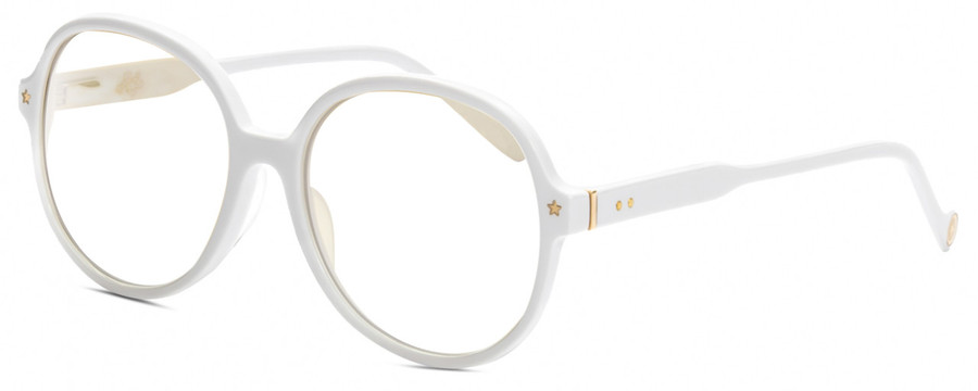 Profile View of Elton John DODGERS 1975 Designer Single Vision Prescription Rx Eyeglasses in White Unisex Round Full Rim Acetate 59 mm